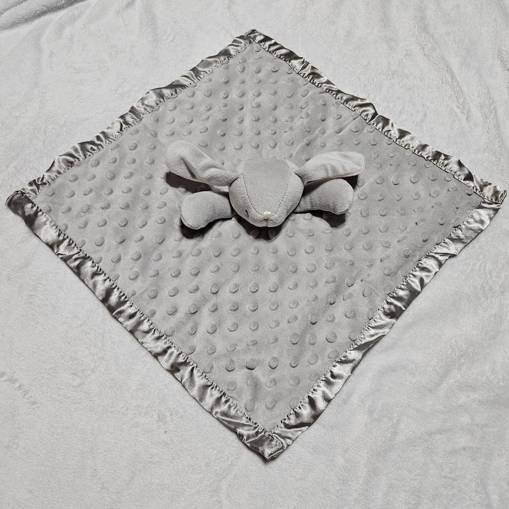Pro Goleem Gray‎ Bunny Lovey Security Blanket Minky Dot Satin Trim 16x16